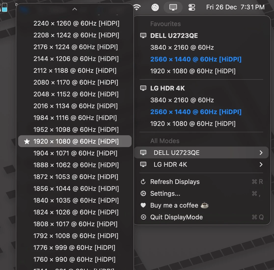 displaymodemenu 主界面