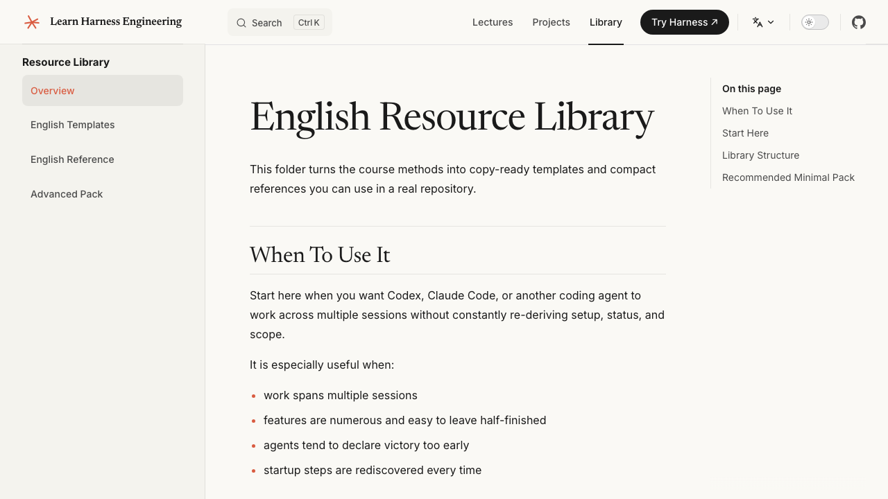 learn-harness-engineering 界面截图