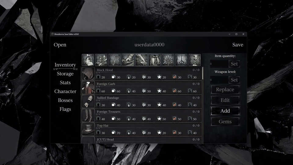 Bloodborne-save-editor 主界面