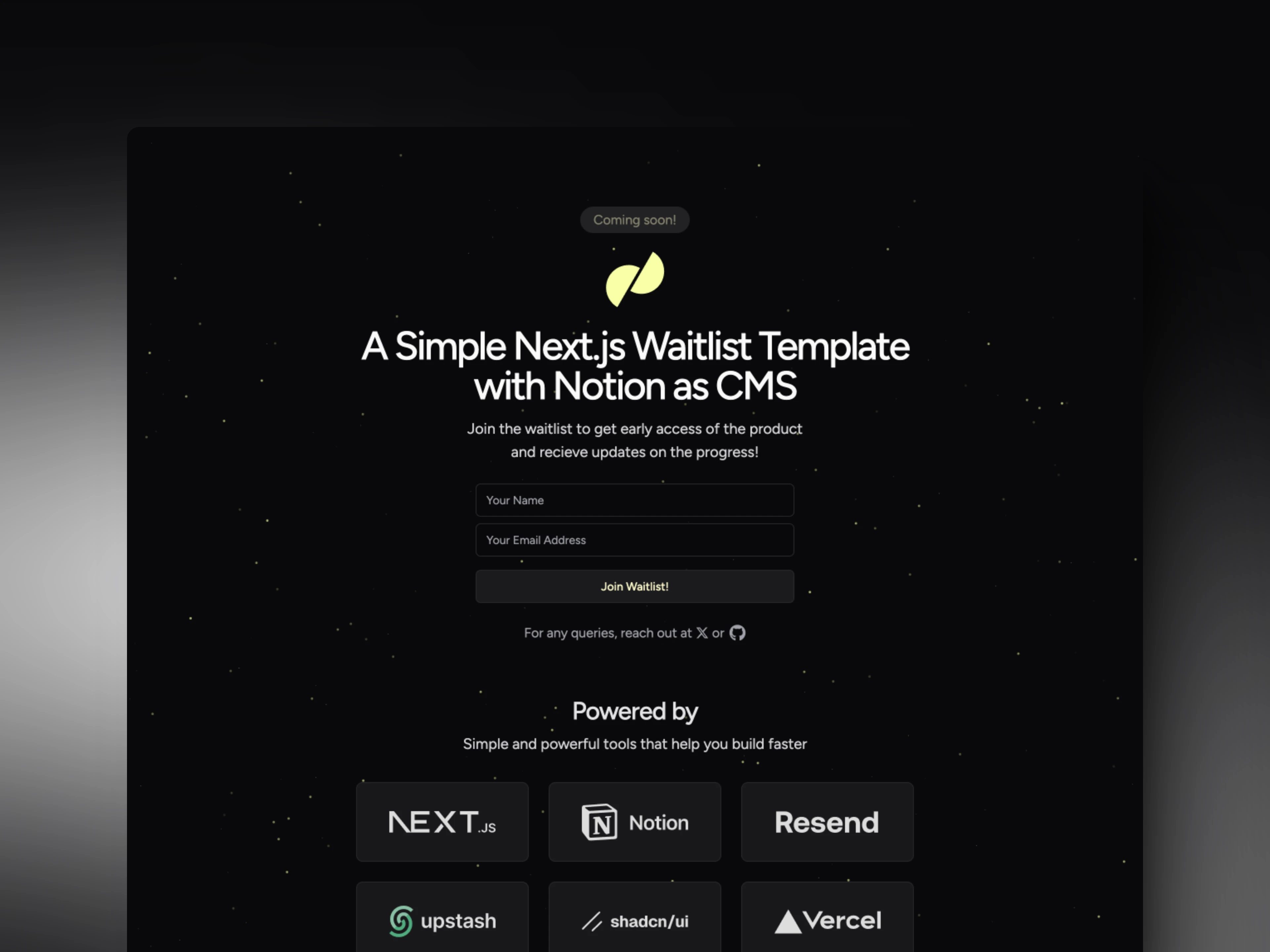 nextjs-notion-waitlist-template 主界面