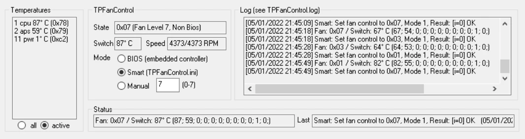 TPFanCtrl2 界面截图