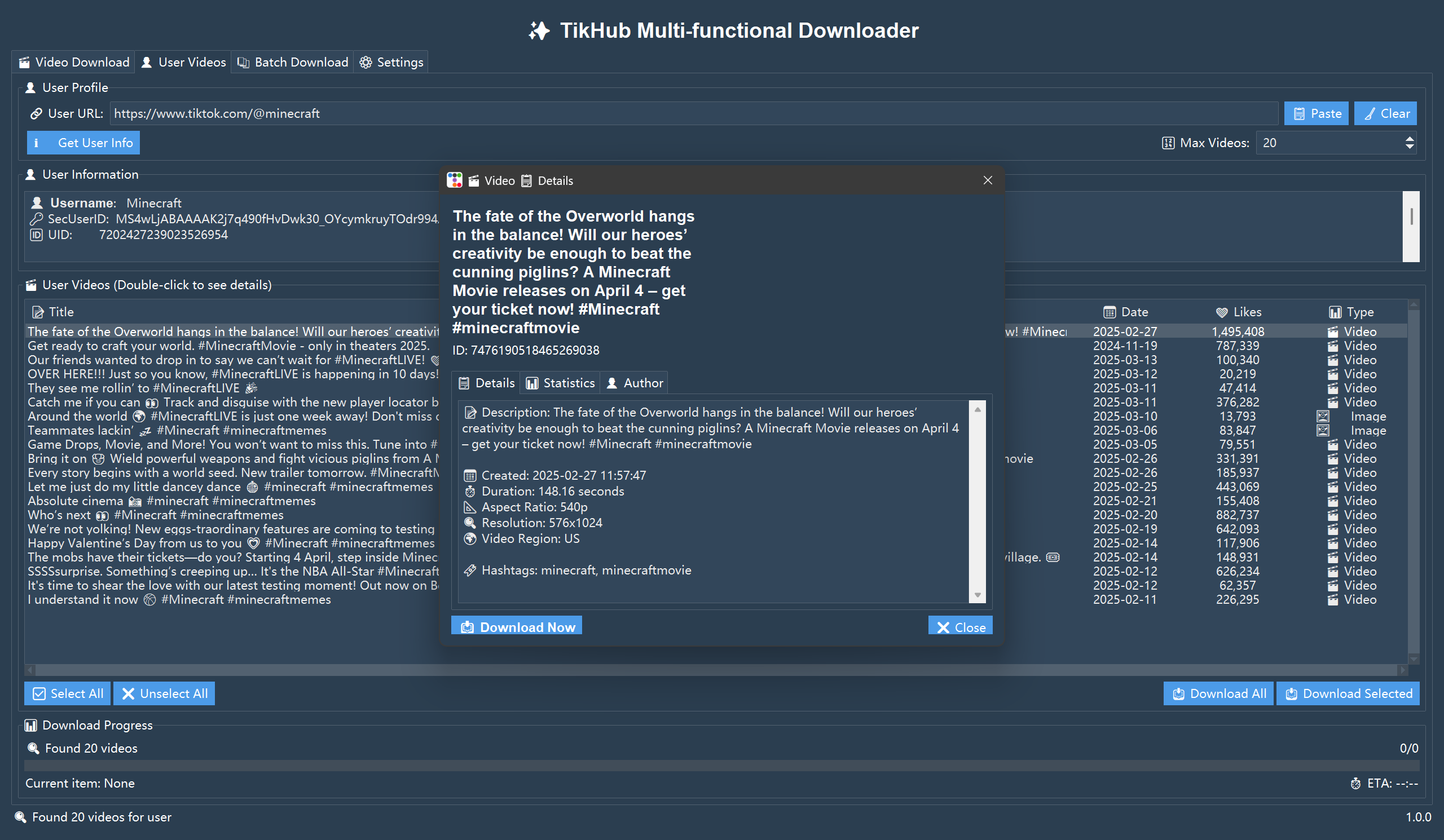 TikHub-Multi-Functional-Downloader 界面截图