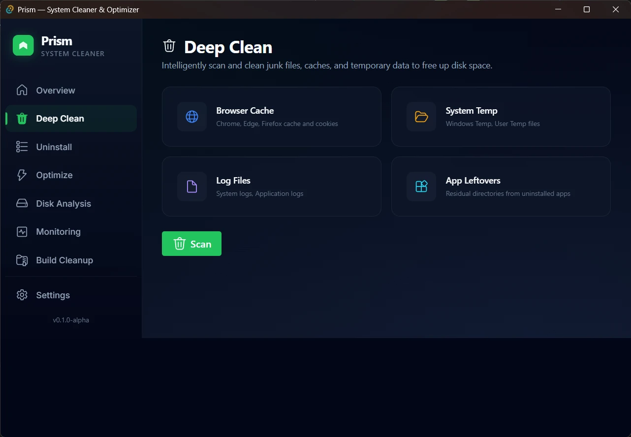 prism-windows-cleaner 界面截图