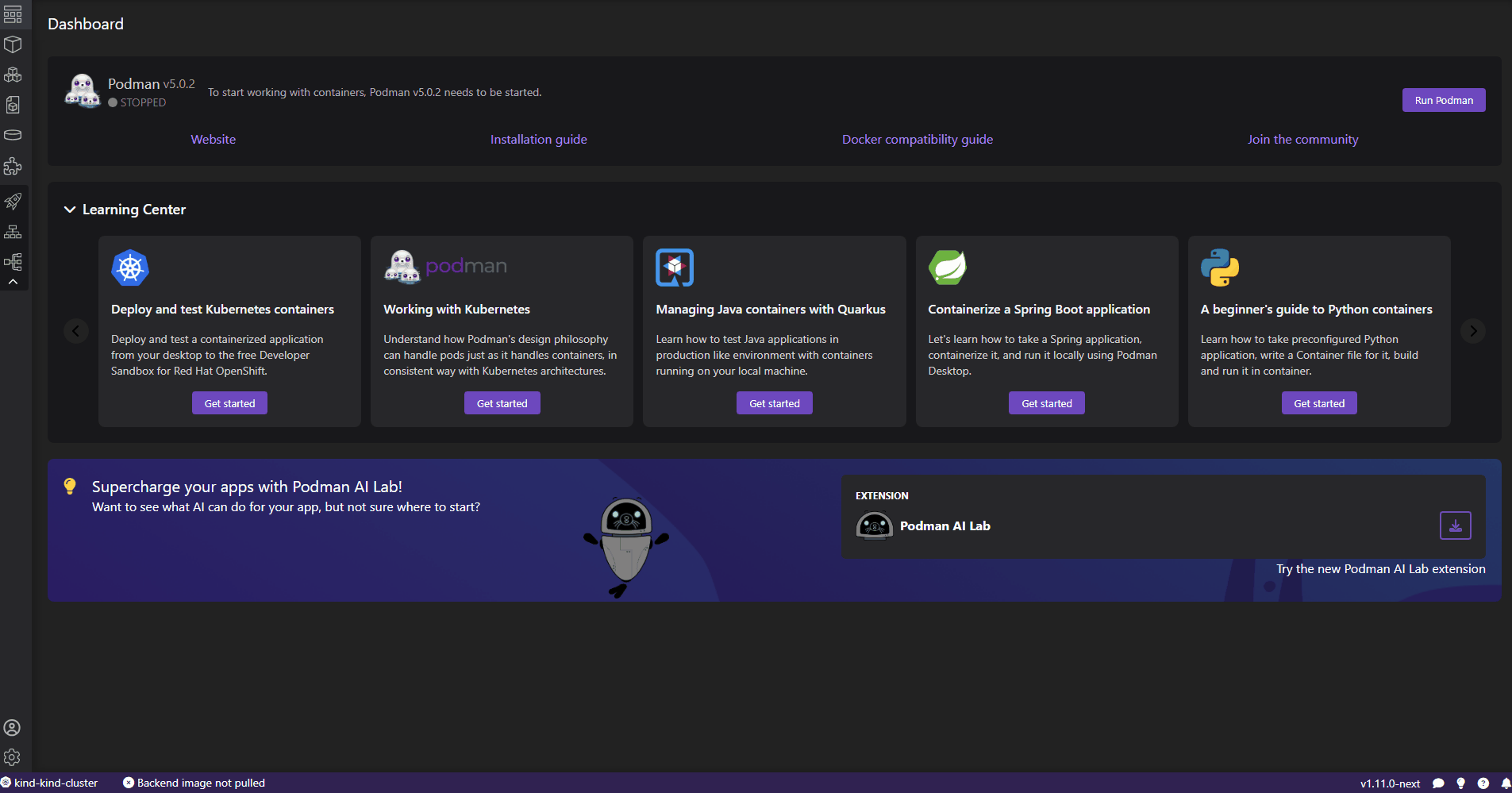 podman-desktop-extension-ai-lab 界面截图