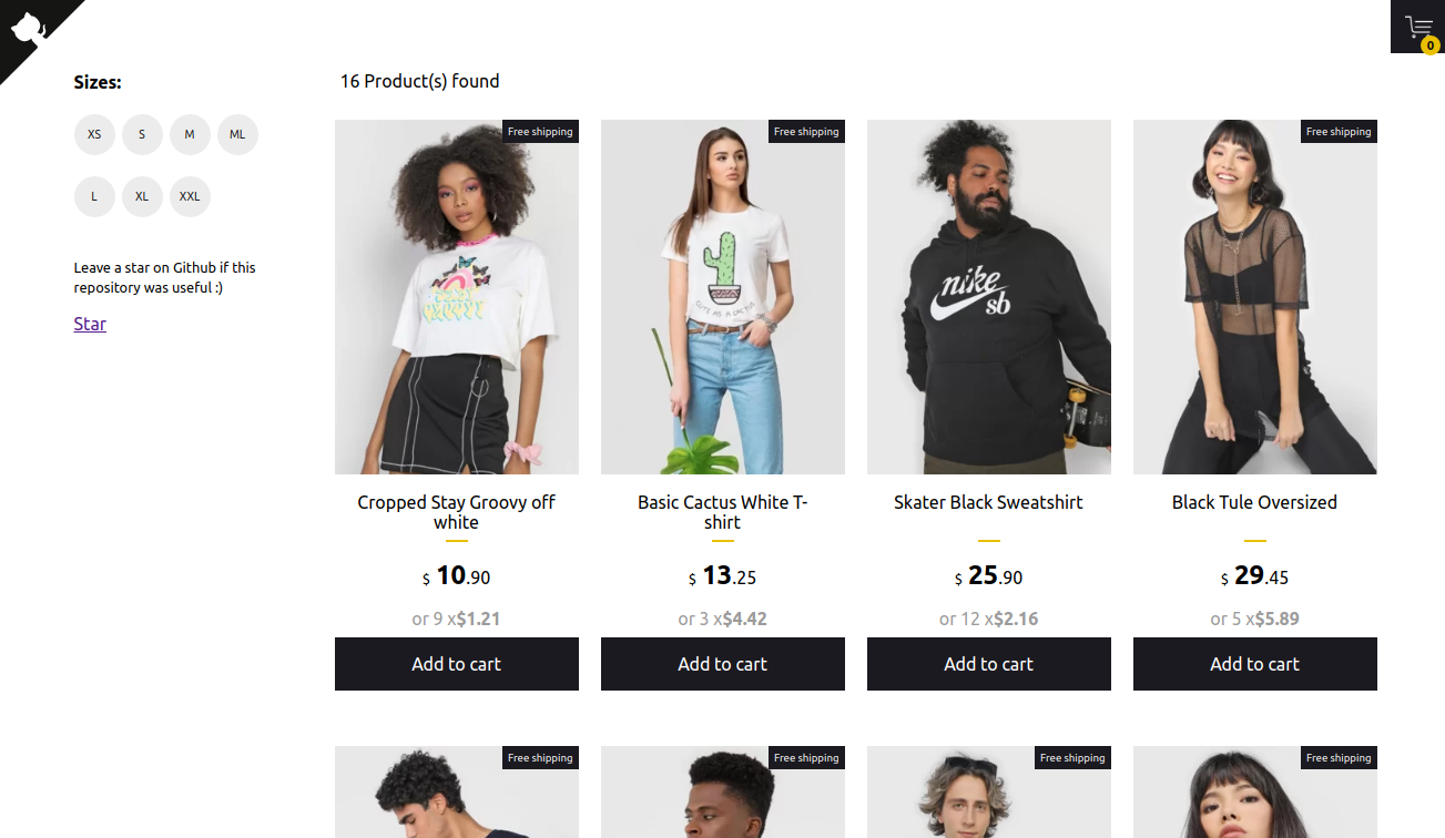 react-shopping-cart 界面截图