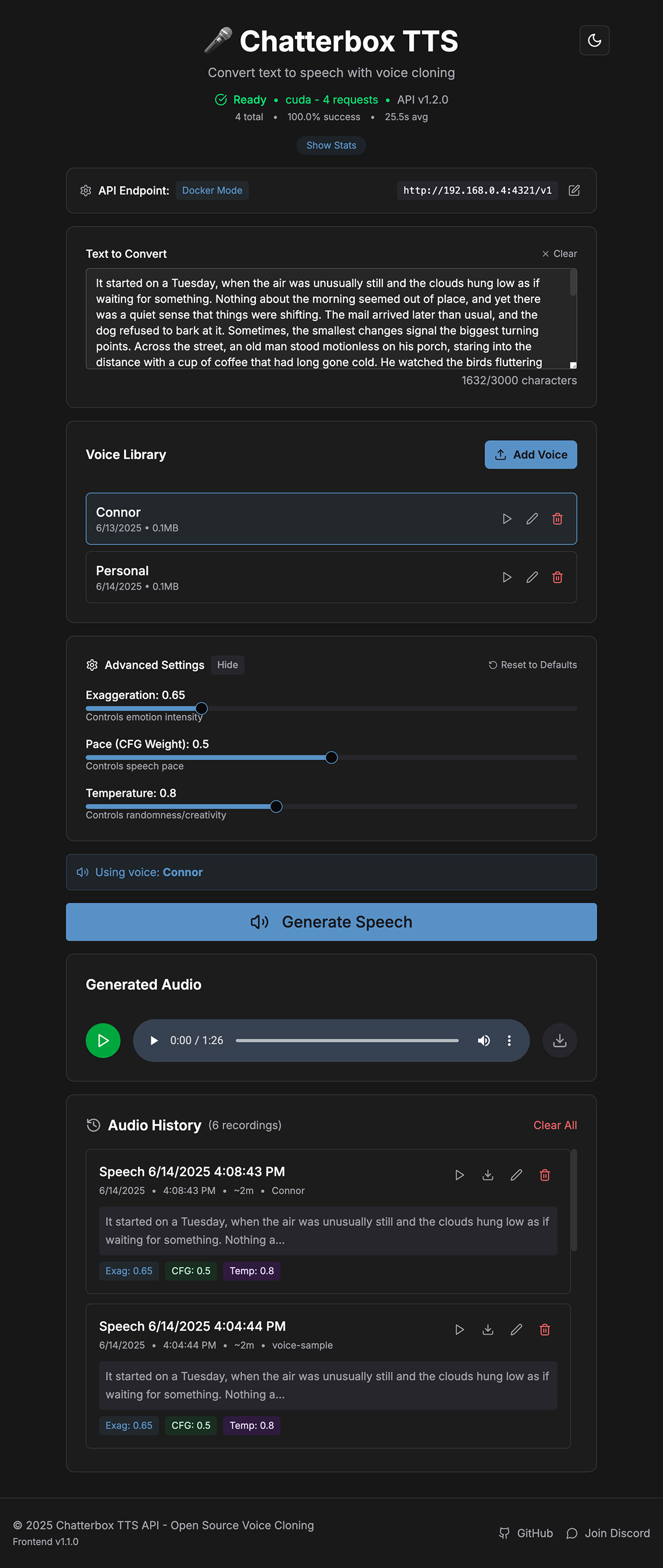 chatterbox-tts-api 界面截图