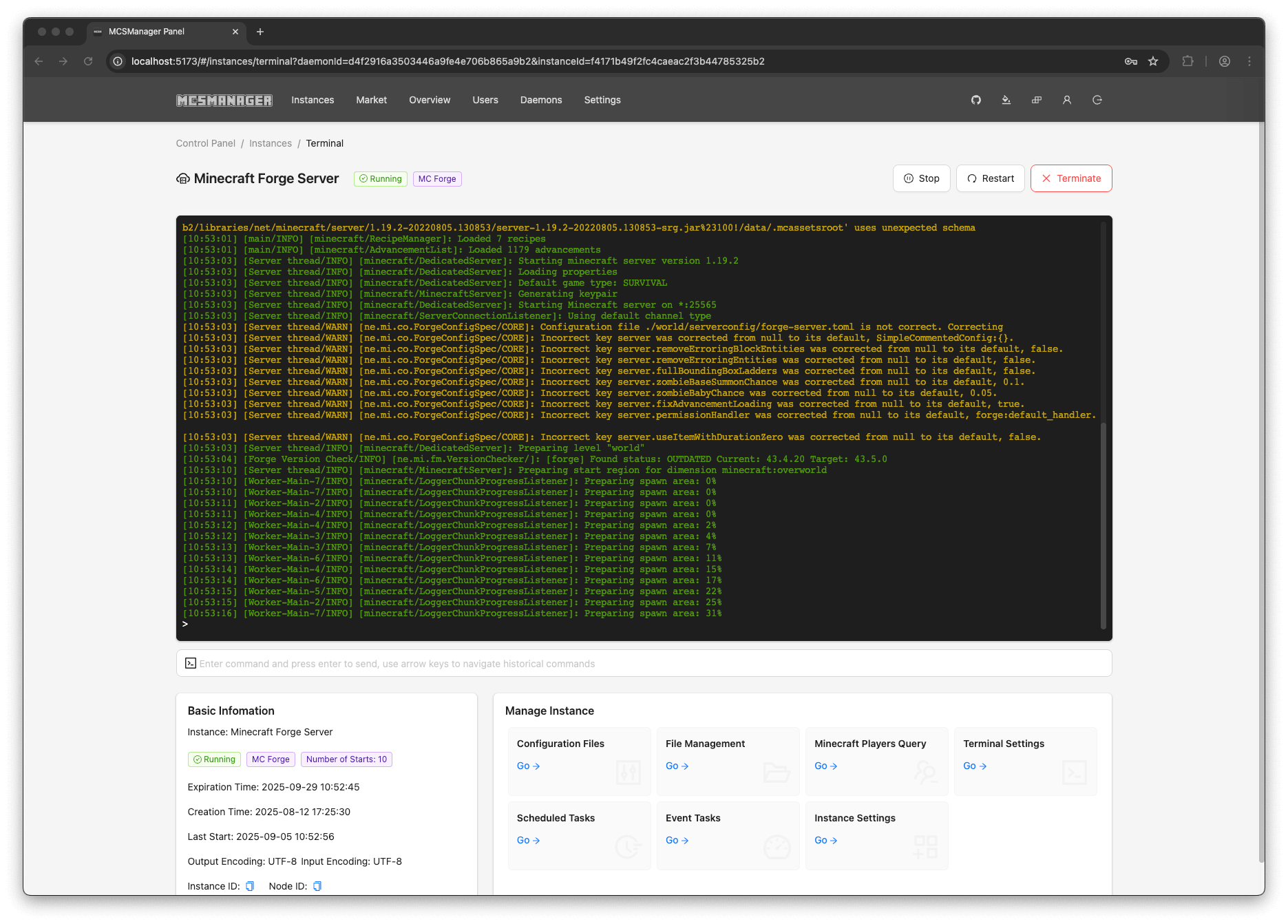 MCSManager 界面截图