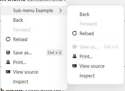 vue3-context-menu 界面截图