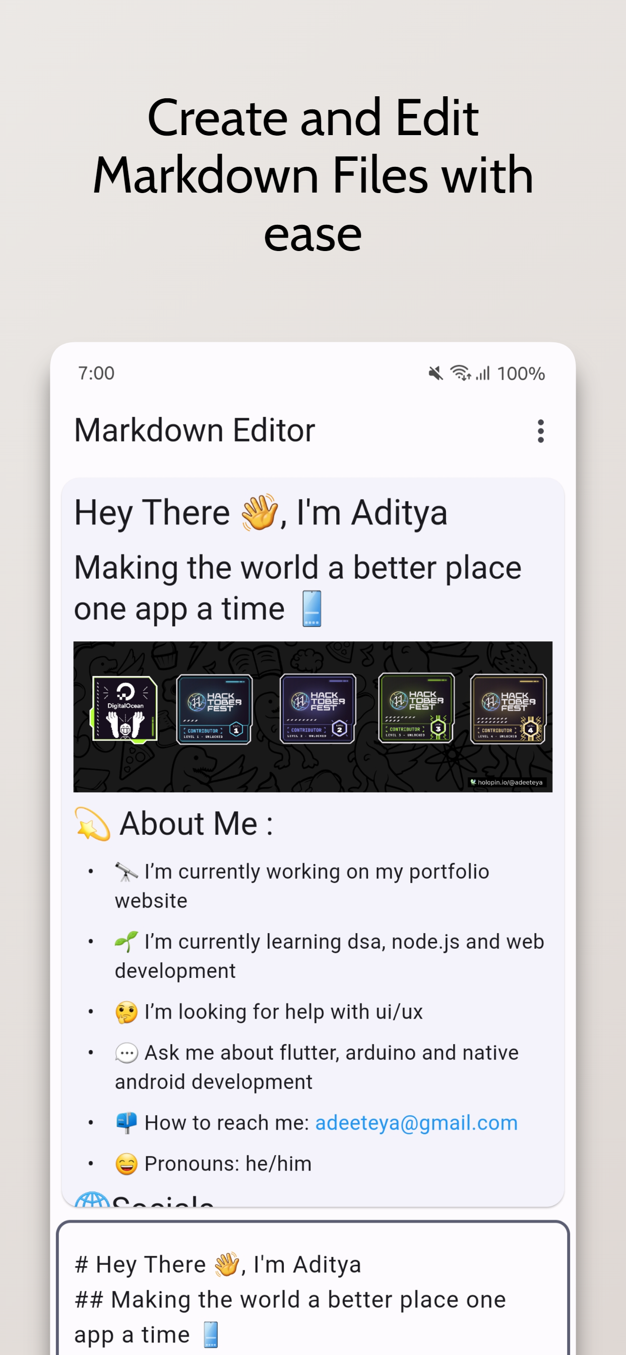 FlutterMarkdownEditor 主界面