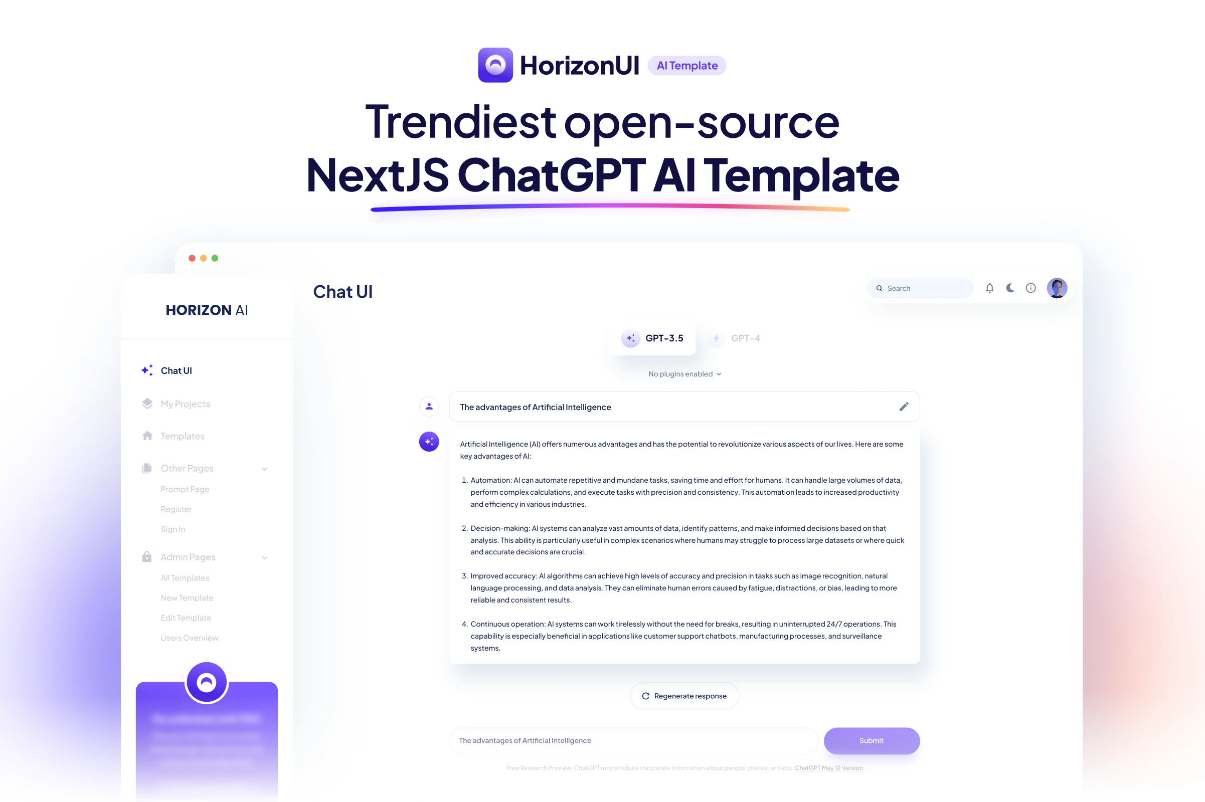 chatgpt-ai-template 界面截图