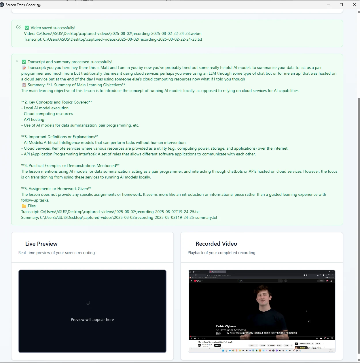 ScreenRecAI-Desktop 界面截图