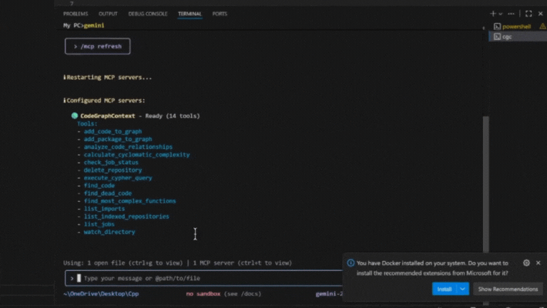 CodeGraphContext 界面截图