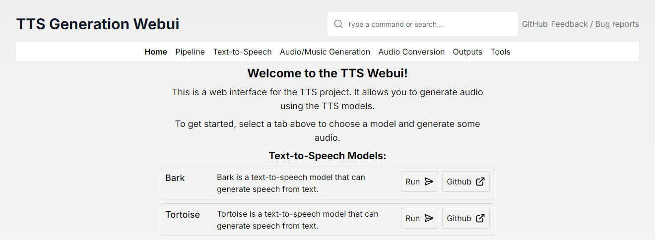 TTS-WebUI 主界面