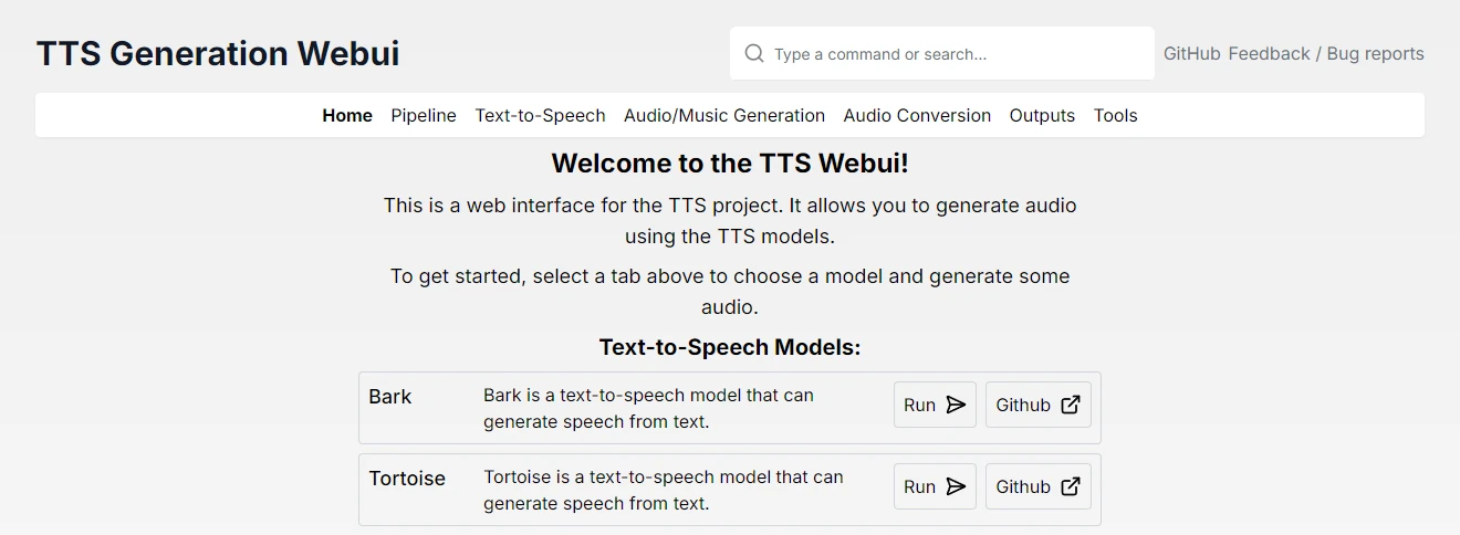 TTS-WebUI 主界面