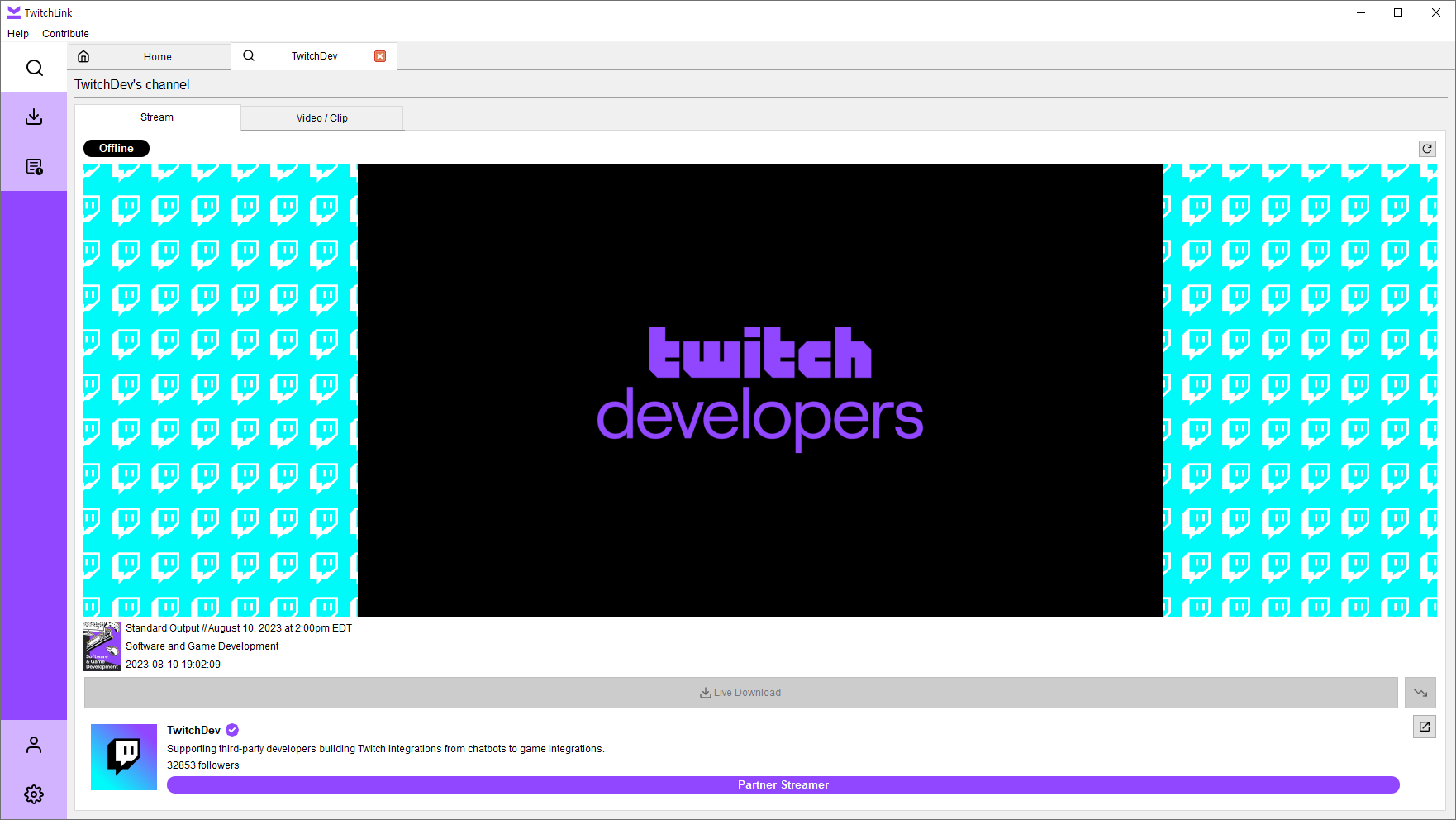 TwitchLink 界面截图
