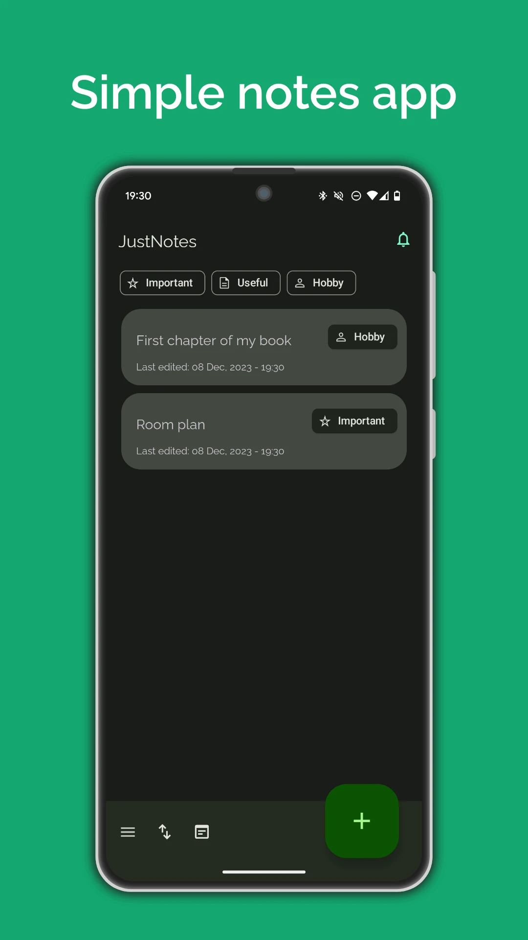 JustNotes 主界面