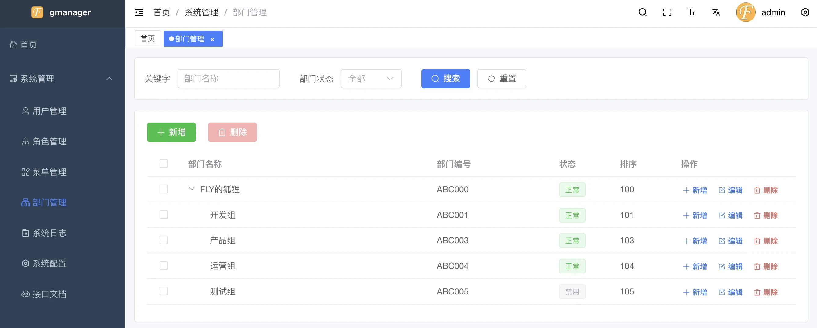 gmanager 界面截图