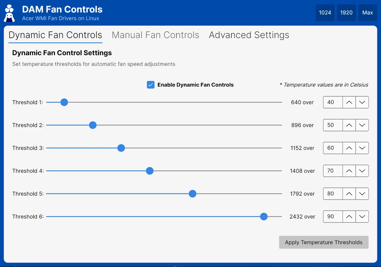Div-Acer-Manager-Fan-Controls 主界面